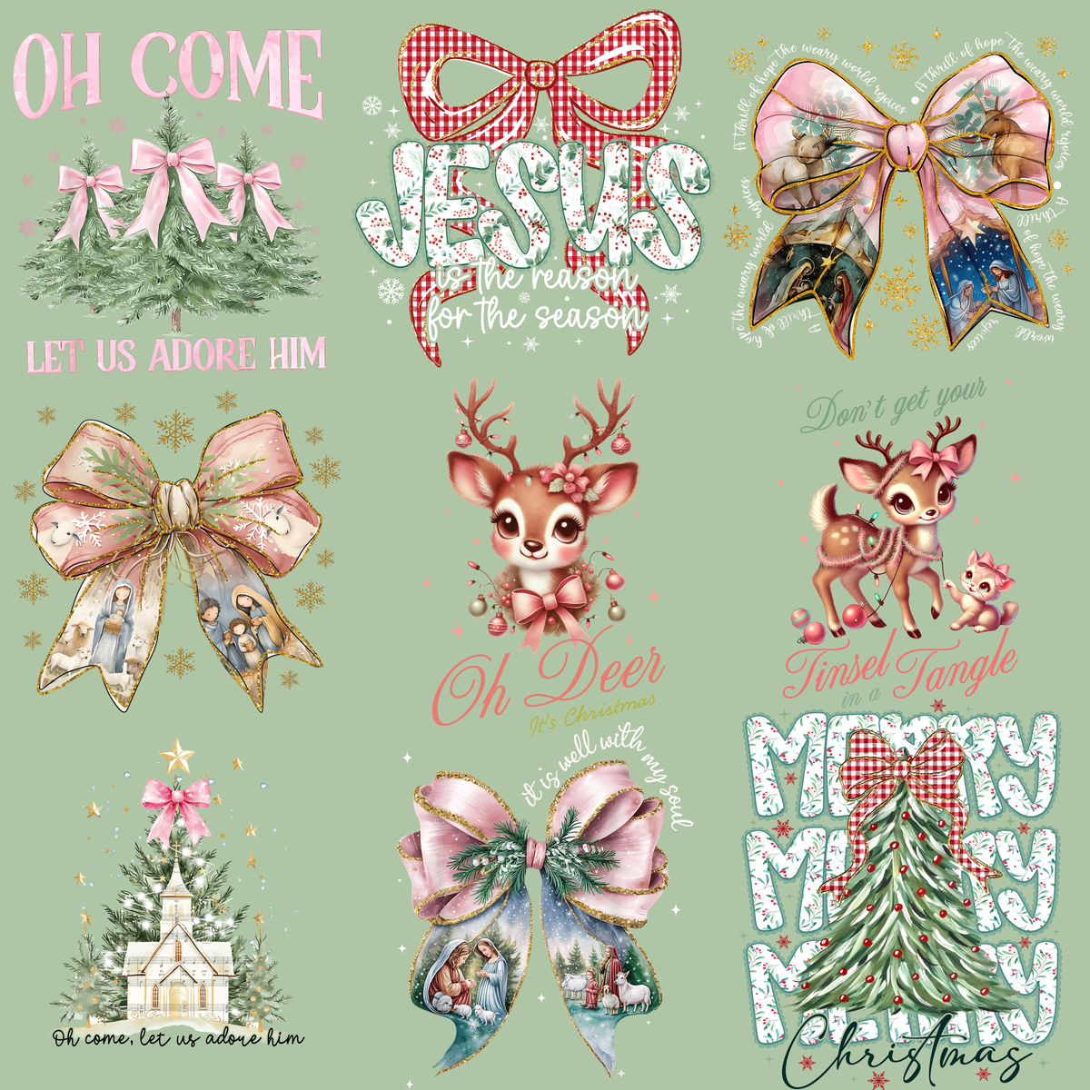 Bows and Holly Christmas Designs